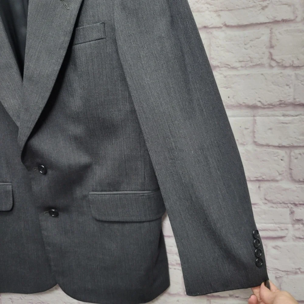 Oscar De La Renta Men Blazer Jacket Size 38R 100% Wool Dark Gray Business Office